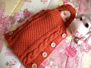Knit but inspiring baby sleep bag