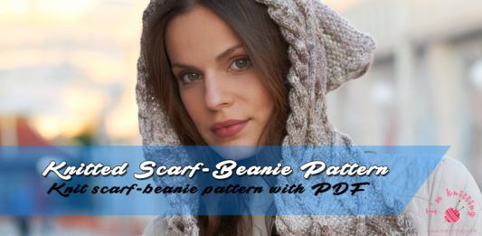 Free Scarf And Beanie Knitting Pattern For Women Knitted integrated Scarf-beanie pattern